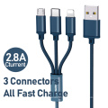Remax Join Us 1.15M PVC 2.8 A Mobile Micro USB Cable 3 in 1 type c fast charger adapter charging data cable